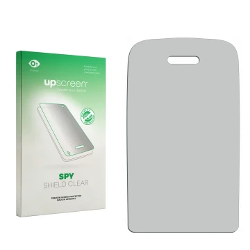 Face avant d’un emballage produit avec le logo de la marque upscreen. À côté se trouve la protection d’écran correspondante.