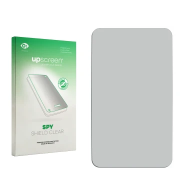 Face avant d’un emballage produit avec le logo de la marque upscreen. À côté se trouve la protection d’écran correspondante.