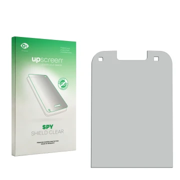 Face avant d’un emballage produit avec le logo de la marque upscreen. À côté se trouve la protection d’écran correspondante.