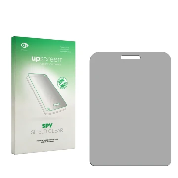 Face avant d’un emballage produit avec le logo de la marque upscreen. À côté se trouve la protection d’écran correspondante.