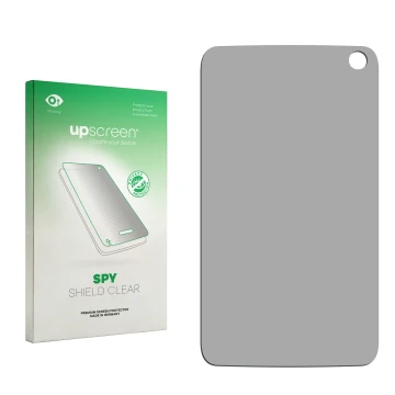 Face avant d’un emballage produit avec le logo de la marque upscreen. À côté se trouve la protection d’écran correspondante.