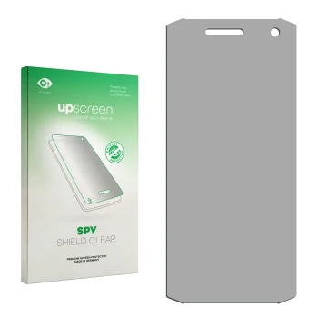 Face avant d’un emballage produit avec le logo de la marque upscreen. À côté se trouve la protection d’écran correspondante.