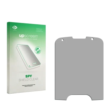 Face avant d’un emballage produit avec le logo de la marque upscreen. À côté se trouve la protection d’écran correspondante.