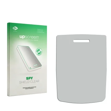 Face avant d’un emballage produit avec le logo de la marque upscreen. À côté se trouve la protection d’écran correspondante.