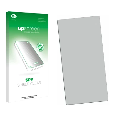 Face avant d’un emballage produit avec le logo de la marque upscreen. À côté se trouve la protection d’écran correspondante.