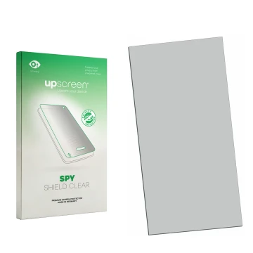 Face avant d’un emballage produit avec le logo de la marque upscreen. À côté se trouve la protection d’écran correspondante.