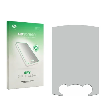 Face avant d’un emballage produit avec le logo de la marque upscreen. À côté se trouve la protection d’écran correspondante.