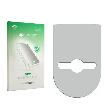 Face avant d’un emballage produit avec le logo de la marque upscreen. À côté se trouve la protection d’écran correspondante.