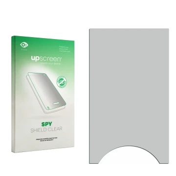 Face avant d’un emballage produit avec le logo de la marque upscreen. À côté se trouve la protection d’écran correspondante.