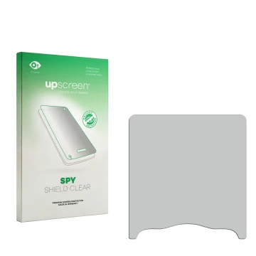 Face avant d’un emballage produit avec le logo de la marque upscreen. À côté se trouve la protection d’écran correspondante.