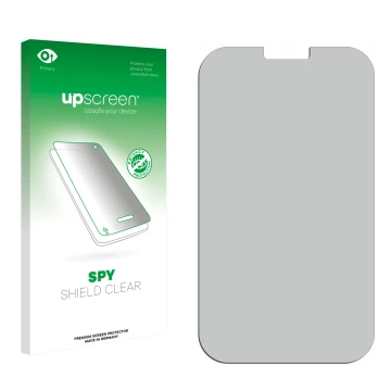 Face avant d’un emballage produit avec le logo de la marque upscreen. À côté se trouve la protection d’écran correspondante.
