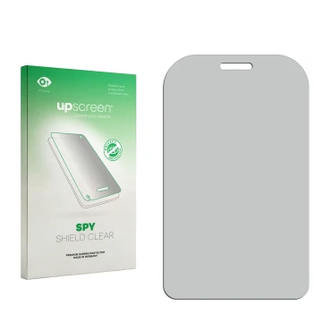 Face avant d’un emballage produit avec le logo de la marque upscreen. À côté se trouve la protection d’écran correspondante.