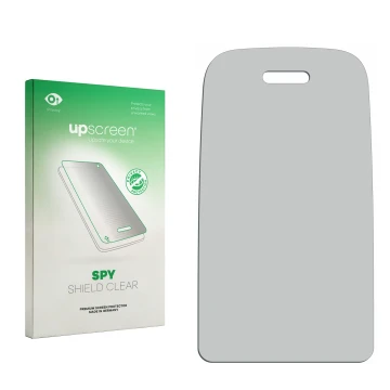 Face avant d’un emballage produit avec le logo de la marque upscreen. À côté se trouve la protection d’écran correspondante.