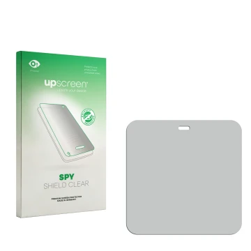 Face avant d’un emballage produit avec le logo de la marque upscreen. À côté se trouve la protection d’écran correspondante.