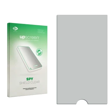 Face avant d’un emballage produit avec le logo de la marque upscreen. À côté se trouve la protection d’écran correspondante.