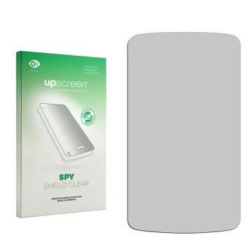 Face avant d’un emballage produit avec le logo de la marque upscreen. À côté se trouve la protection d’écran correspondante.