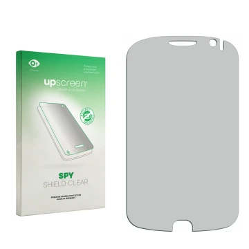 Face avant d’un emballage produit avec le logo de la marque upscreen. À côté se trouve la protection d’écran correspondante.