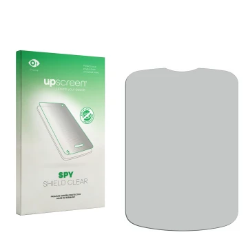 Face avant d’un emballage produit avec le logo de la marque upscreen. À côté se trouve la protection d’écran correspondante.