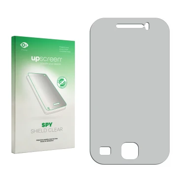 Face avant d’un emballage produit avec le logo de la marque upscreen. À côté se trouve la protection d’écran correspondante.