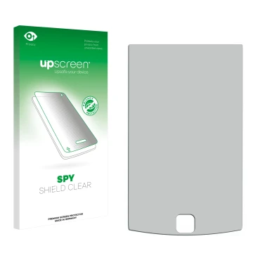 Face avant d’un emballage produit avec le logo de la marque upscreen. À côté se trouve la protection d’écran correspondante.