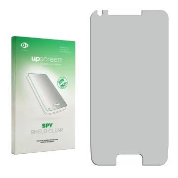 Face avant d’un emballage produit avec le logo de la marque upscreen. À côté se trouve la protection d’écran correspondante.
