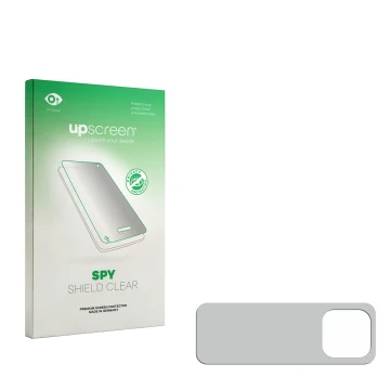 Face avant d’un emballage produit avec le logo de la marque upscreen. À côté se trouve la protection d’écran correspondante.