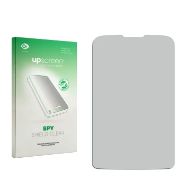 Face avant d’un emballage produit avec le logo de la marque upscreen. À côté se trouve la protection d’écran correspondante.