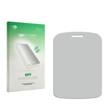 Face avant d’un emballage produit avec le logo de la marque upscreen. À côté se trouve la protection d’écran correspondante.