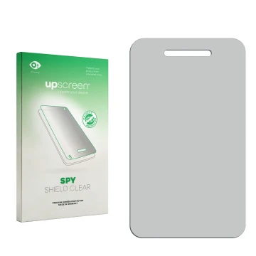 Face avant d’un emballage produit avec le logo de la marque upscreen. À côté se trouve la protection d’écran correspondante.