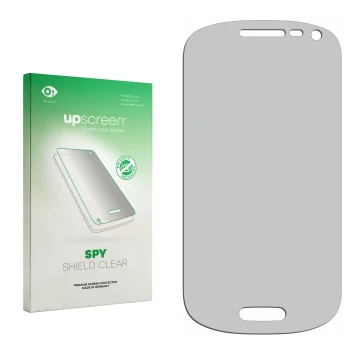 Face avant d’un emballage produit avec le logo de la marque upscreen. À côté se trouve la protection d’écran correspondante.
