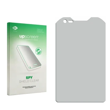 Face avant d’un emballage produit avec le logo de la marque upscreen. À côté se trouve la protection d’écran correspondante.