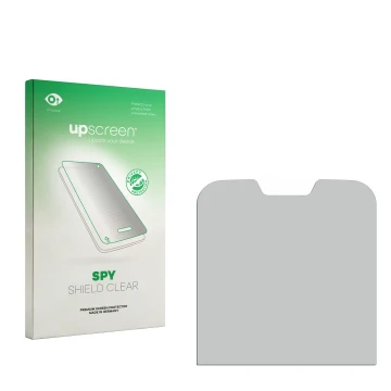 Face avant d’un emballage produit avec le logo de la marque upscreen. À côté se trouve la protection d’écran correspondante.