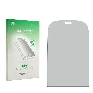 Face avant d’un emballage produit avec le logo de la marque upscreen. À côté se trouve la protection d’écran correspondante.