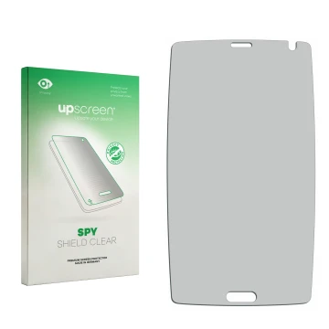 Face avant d’un emballage produit avec le logo de la marque upscreen. À côté se trouve la protection d’écran correspondante.
