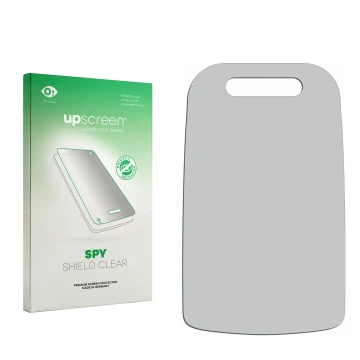 Face avant d’un emballage produit avec le logo de la marque upscreen. À côté se trouve la protection d’écran correspondante.
