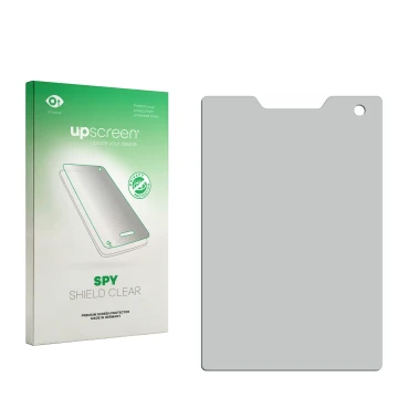 Face avant d’un emballage produit avec le logo de la marque upscreen. À côté se trouve la protection d’écran correspondante.