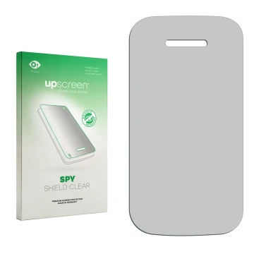 Face avant d’un emballage produit avec le logo de la marque upscreen. À côté se trouve la protection d’écran correspondante.