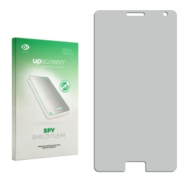 Face avant d’un emballage produit avec le logo de la marque upscreen. À côté se trouve la protection d’écran correspondante.