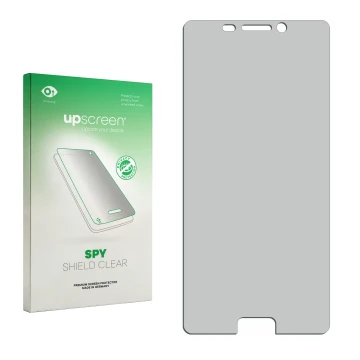 Face avant d’un emballage produit avec le logo de la marque upscreen. À côté se trouve la protection d’écran correspondante.
