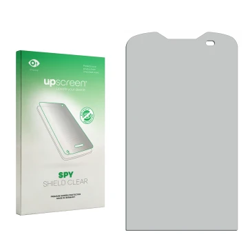 Face avant d’un emballage produit avec le logo de la marque upscreen. À côté se trouve la protection d’écran correspondante.