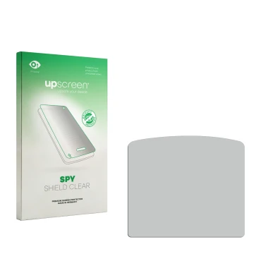 Face avant d’un emballage produit avec le logo de la marque upscreen. À côté se trouve la protection d’écran correspondante.