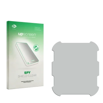 Face avant d’un emballage produit avec le logo de la marque upscreen. À côté se trouve la protection d’écran correspondante.