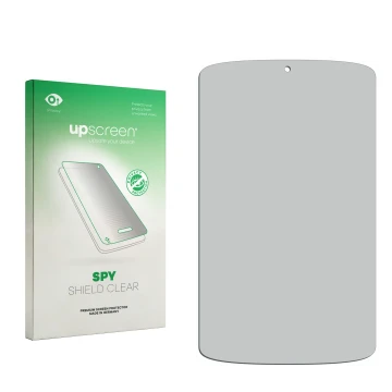 Face avant d’un emballage produit avec le logo de la marque upscreen. À côté se trouve la protection d’écran correspondante.