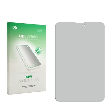 Face avant d’un emballage produit avec le logo de la marque upscreen. À côté se trouve la protection d’écran correspondante.