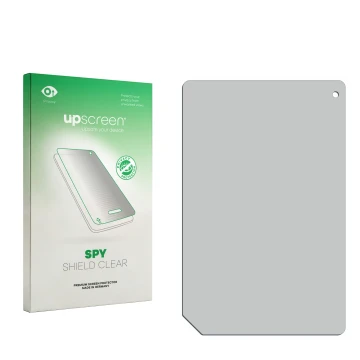 Face avant d’un emballage produit avec le logo de la marque upscreen. À côté se trouve la protection d’écran correspondante.