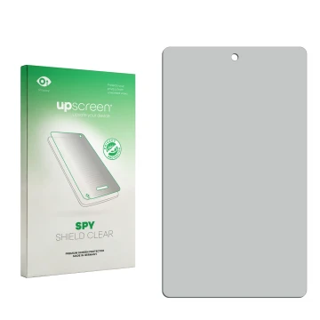 Face avant d’un emballage produit avec le logo de la marque upscreen. À côté se trouve la protection d’écran correspondante.