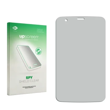 Face avant d’un emballage produit avec le logo de la marque upscreen. À côté se trouve la protection d’écran correspondante.