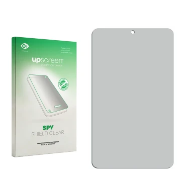Face avant d’un emballage produit avec le logo de la marque upscreen. À côté se trouve la protection d’écran correspondante.