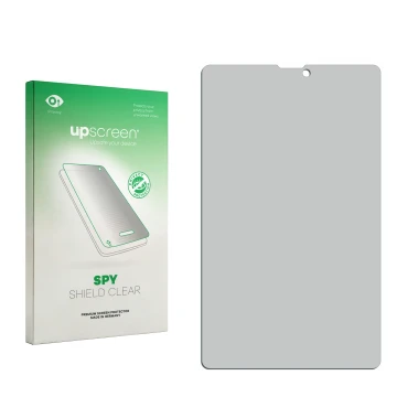 Face avant d’un emballage produit avec le logo de la marque upscreen. À côté se trouve la protection d’écran correspondante.