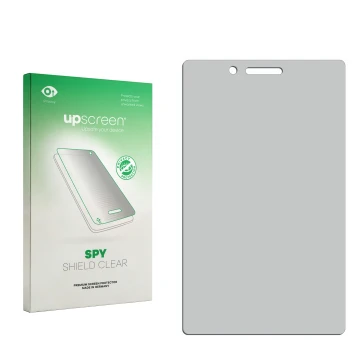 Face avant d’un emballage produit avec le logo de la marque upscreen. À côté se trouve la protection d’écran correspondante.